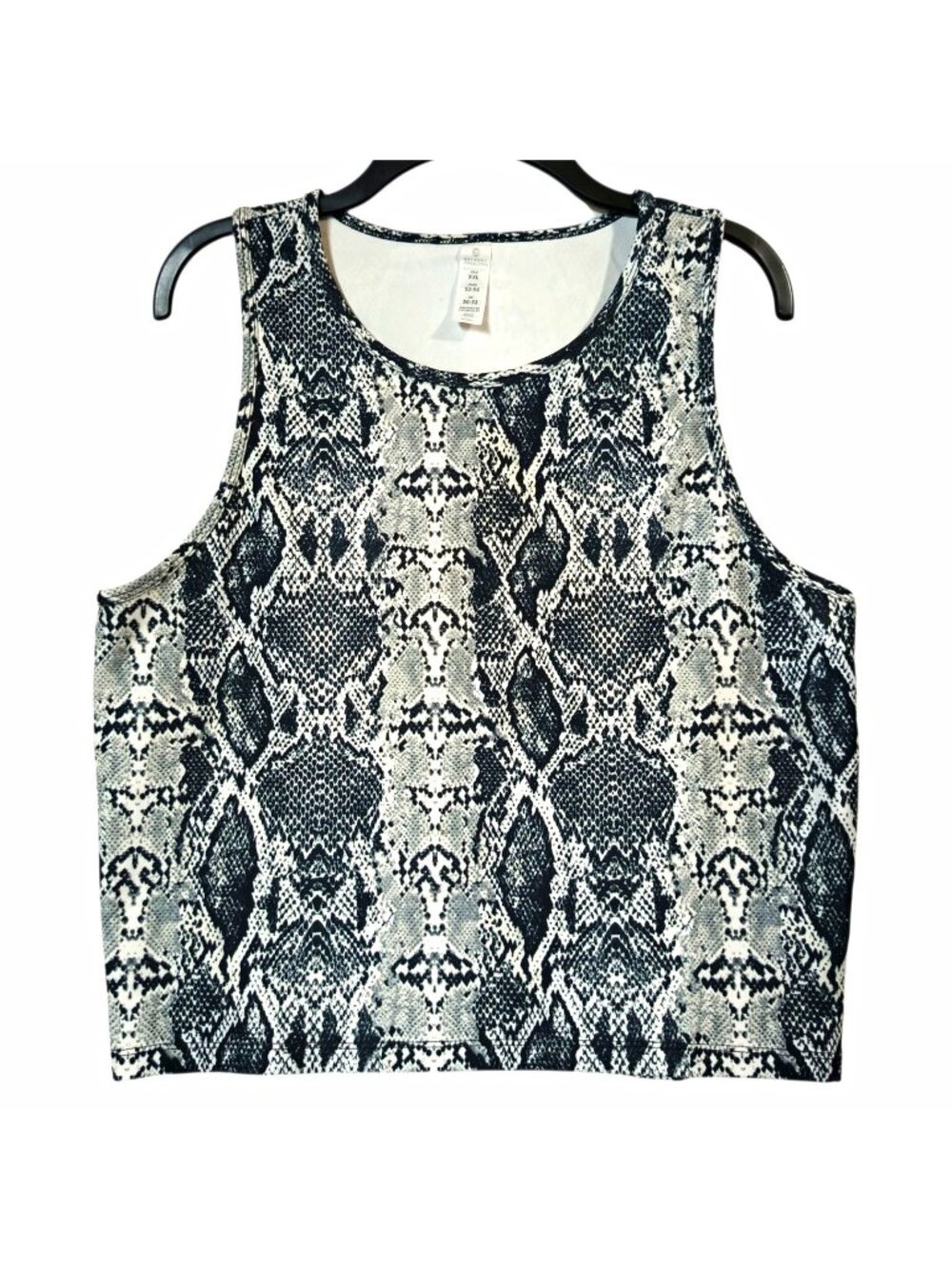 Balance Collection  XXL Black White Snake Print Sleeveless Athletic Tank Top